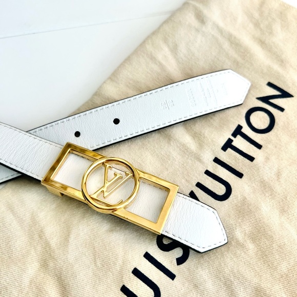 LOUIS VUITTON Monogram Dauphine 25mm Reversible Belt 85 34 White & LV Brown Tan - Picture 11 of 12